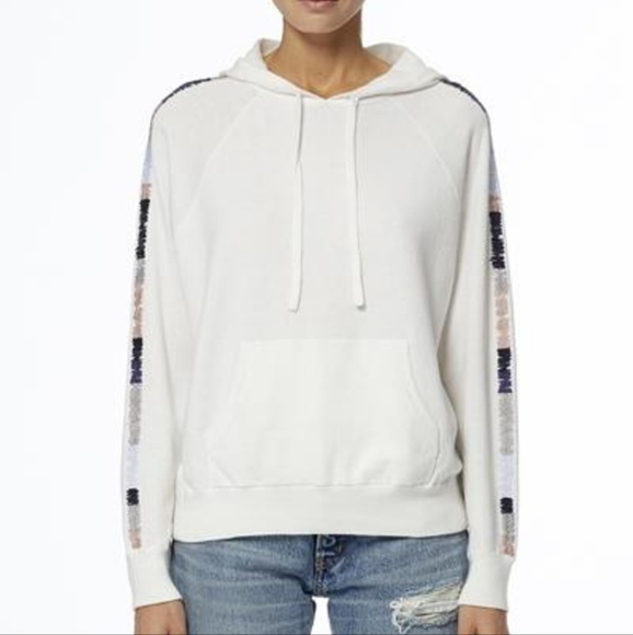360 CASHMERE white embroidered knit hoodie, size S - Picture 1 of 7